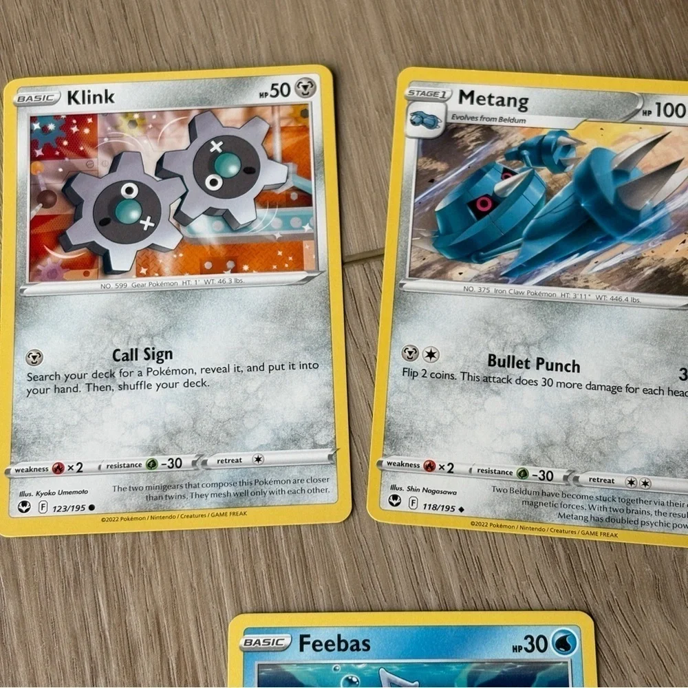 Pokemon Set of 10 Cards LOT Araquanid Feebas Snorunt Fennekin Klink Metang